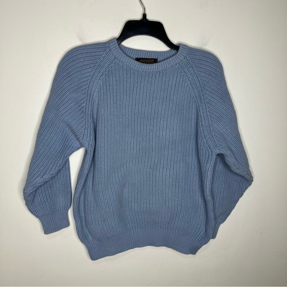 Vintage Eddie Bauer 100% cotton blue chunky sweater crewneck size medium - Picture 1 of 6
